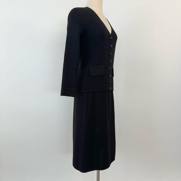 St. John Vintage Santana Knit SET Blazer and Skirt Suit Black | Fits like M - Picture 4 of 15